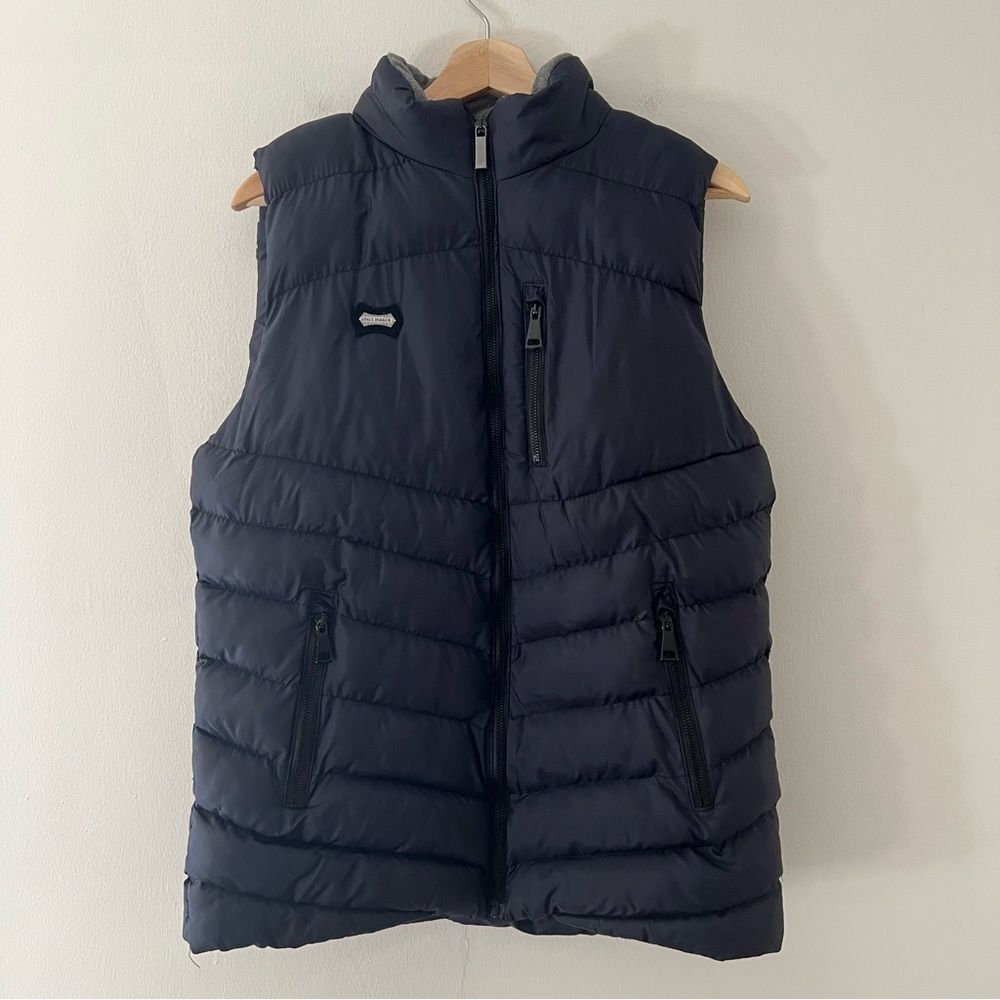 Paul Parker Quilted Down Vest Navy Size Medium Outdoor Layering Warm